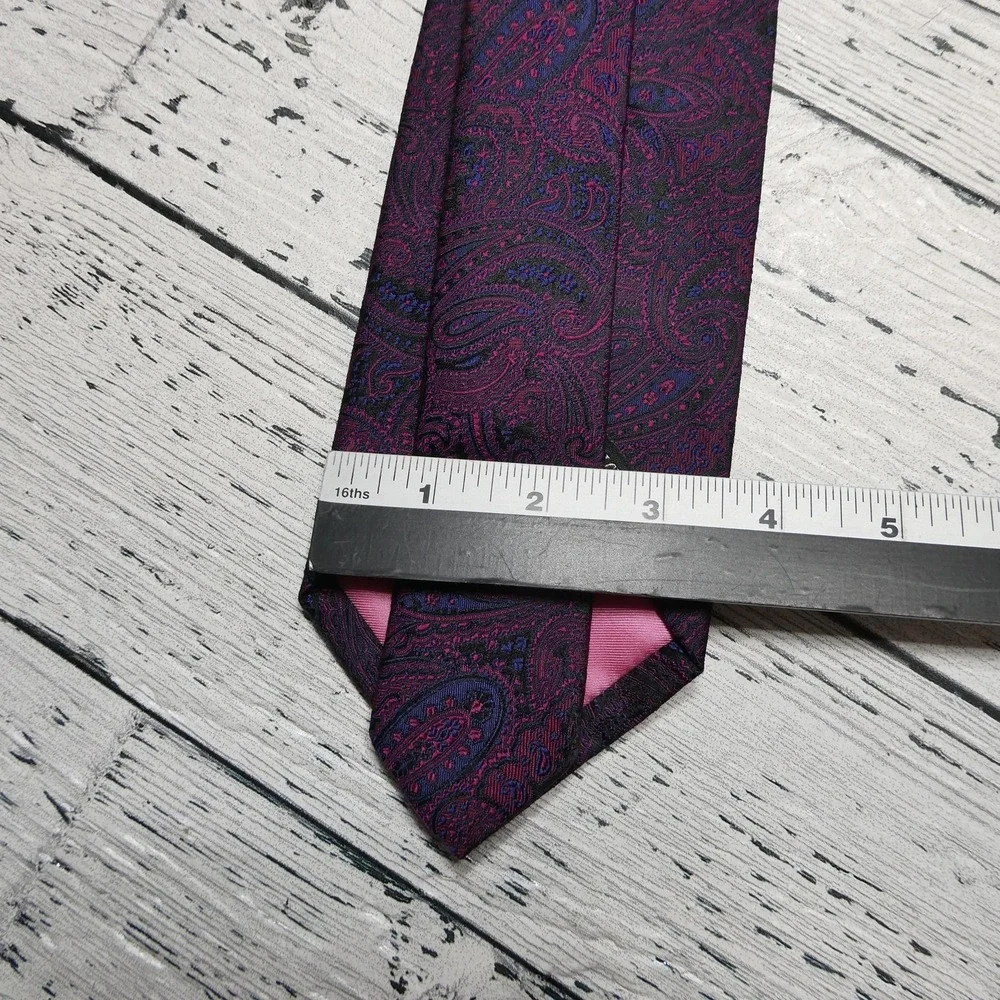 Garrick Anderson Tie Mens One Size Purple Paisley Silk Jacquard Necktie England‎
